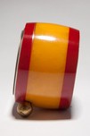 Catalin Barrel Shaped Red + Yellow Laminated New Haven Art Deco Clock