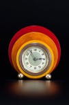Geometric New Haven Catalin Bakelite Clock - Tri-Color Disc Design