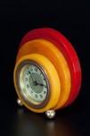 Geometric New Haven Catalin Bakelite Clock - Tri-Color Disc Design