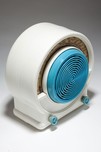 Rare Radialva &rdquo;Super-Boum&rdquo; Radio in White Plaskon with Blue Trim