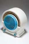 Rare Radialva &rdquo;Super-Boum&rdquo; Radio in White Plaskon with Blue Trim