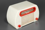 FADA Model 652 &rsquo;Temple&rsquo; Catalin Radio in Alabaster + Bright Red