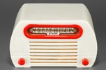 FADA Model 652 &rsquo;Temple&rsquo; Catalin Radio in Alabaster + Bright Red