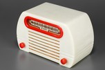 FADA Model 652 &rsquo;Temple&rsquo; Catalin Radio in Alabaster + Bright Red