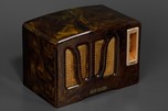Swirled RCA ‘Tulip Grille’ RC-350 Catalin Radio in Circassian Onyx Brown