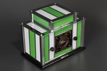 Radio-Glo Stained Glass + Chrome Radio in Green with White - Exceptional