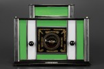 Radio-Glo Stained Glass + Chrome Radio in Green with White - Exceptional