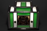 Radio-Glo Stained Glass + Chrome Radio in Green with White - Exceptional