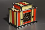 Radio-Glo Stained Glass + Chrome Radio in Coral Red with Yellow - Great