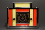 Radio-Glo Stained Glass + Chrome Radio in Coral Red with Yellow - Great