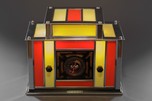 Radio-Glo Stained Glass + Chrome Radio in Coral Red with Yellow - Great