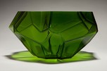 Art Deco Ruba Rombic Jungle Green Glass Cupped Bowl