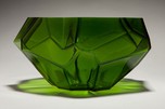 Art Deco Ruba Rombic Jungle Green Glass Cupped Bowl