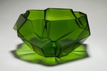 Art Deco Ruba Rombic Jungle Green Glass Cupped Bowl
