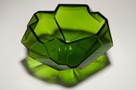 Art Deco Ruba Rombic Jungle Green Glass Cupped Bowl