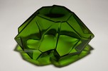 Art Deco Ruba Rombic Jungle Green Glass Cupped Bowl