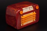 Sentinel 284 ’Wavy Grill’ Catalin Radio in Oxblood Red and Yellow