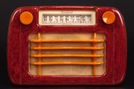 Sentinel 284 ’Wavy Grill’ Catalin Radio in Oxblood Red and Yellow