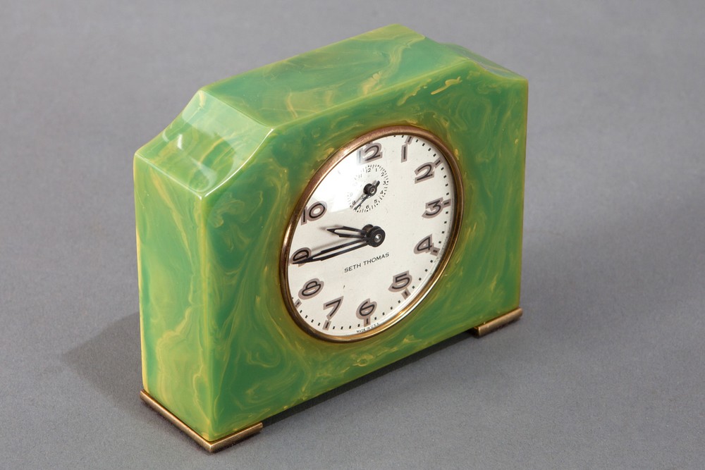 Art Deco Seth Thomas Catalin Bakelite Clock in Green | Clocks ...