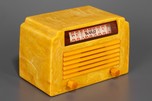 Swirled Sand + Yellow Insert Grille DeWald A-502 &rsquo;Step-Top&rsquo; Catalin Radio