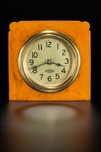 Deco Viking Clock in Marbleized Butterscotch Bakelite Catalin